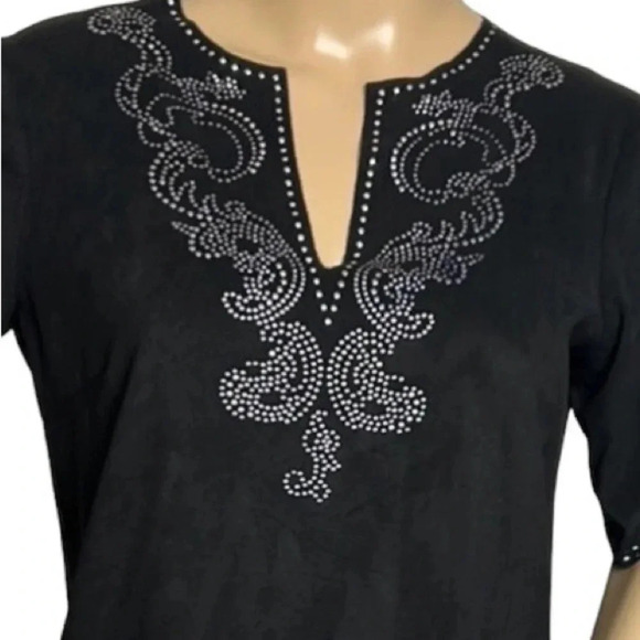 Black crushed velvet mini dress ,metallic silver  embellished,fairy,goth,witchy - Picture 2 of 13